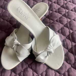 White Leather Sandals, 8.5 M. Never worn.